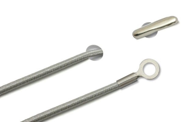 Elastics with Metal End and Closed Cable Lug, Grey