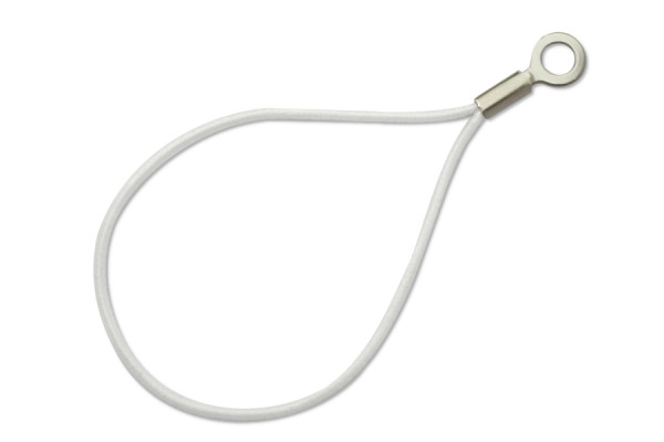 Rubber cords mounted in a teardrop shape, cable lug, closed, white