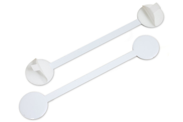 Metal Shelf Wobbler, 90 mm, White Lacquered 2 Self-Adhesive Pads
