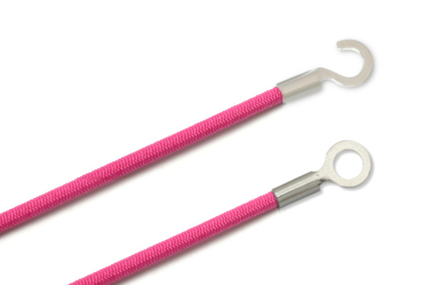 Elastics With Cable Lugs, Closed and Open, Pink