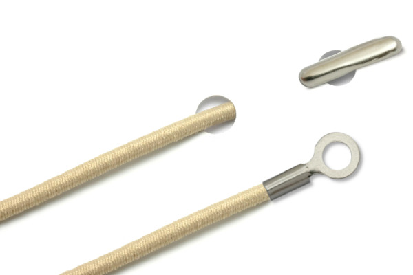 Elastics with Metal End and Closed Cable Lug, Beige