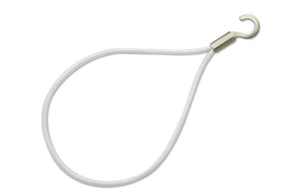 Rubber cords mounted in a teardrop shape, cable lug, open, white