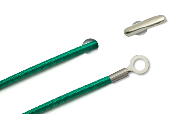 Elastics with Metal End and Closed Cable Lug, Dark-Green