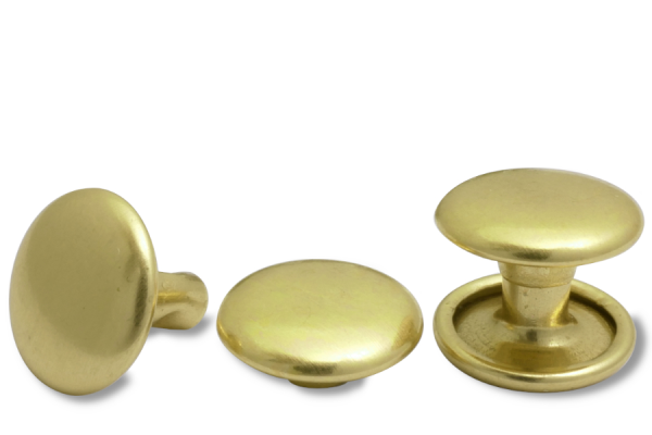 Double hollow rivets, 9 mm Ø head, closed shank, brass-plated