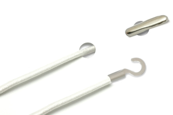 Elastics with Metal End and Open Cable Lug, White