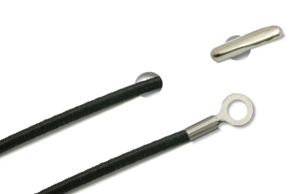 Elastics with Metal End and Closed Cable Lug, Black