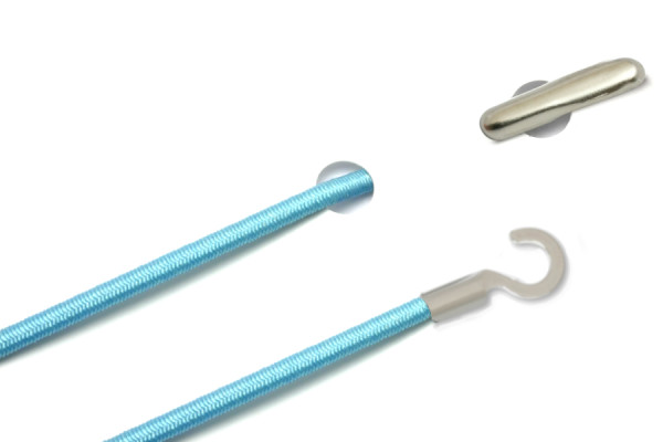Elastics with Metal End and Open Cable Lug, Light Blue