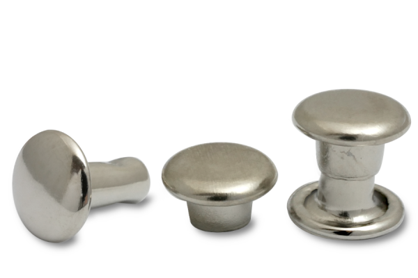Double hollow rivets, 6 mm Ø head, closed shank, nickel-plated