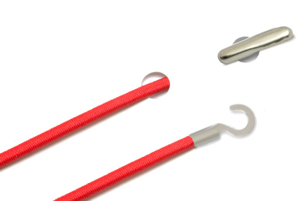 Elastics with Metal End and Open Cable Lug, Red