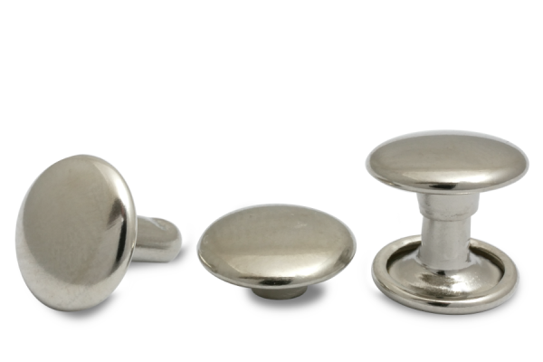 Double hollow rivets, 9 mm Ø head, closed shank, nickel-plated