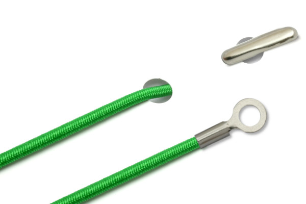 Elastics with Metal End and Closed Cable Lug, Green